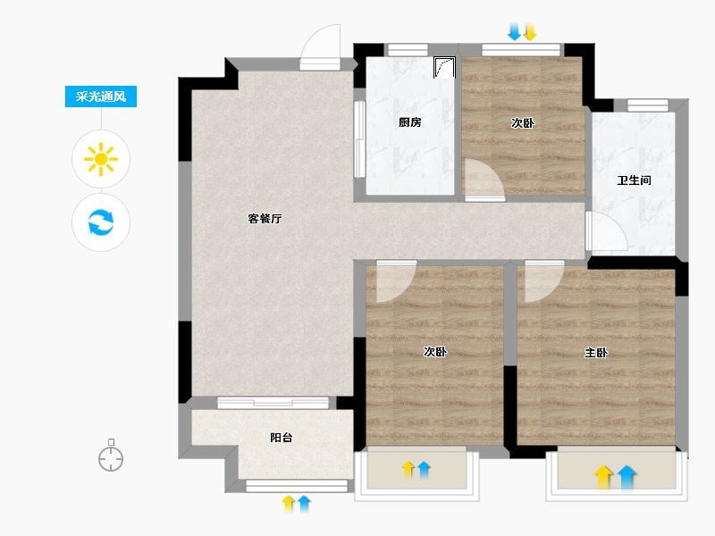 浙江省-绍兴市-天樾东府-66.47-户型库-采光通风