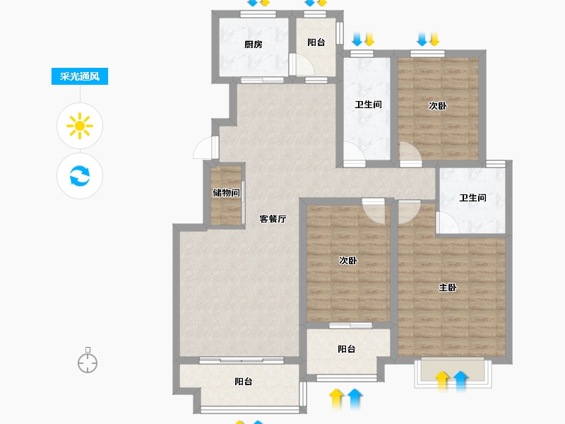 山东省-青岛市-裕东新府-112.01-户型库-采光通风