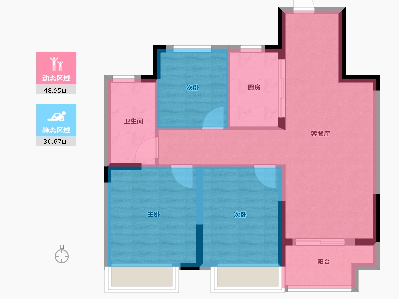 浙江省-绍兴市-天樾东府-71.20-户型库-动静分区