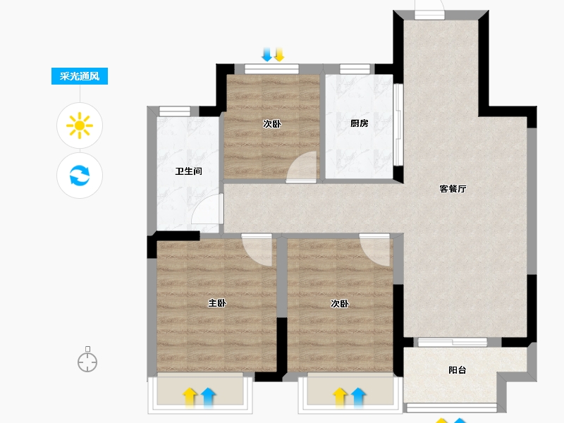 浙江省-绍兴市-天樾东府-71.20-户型库-采光通风