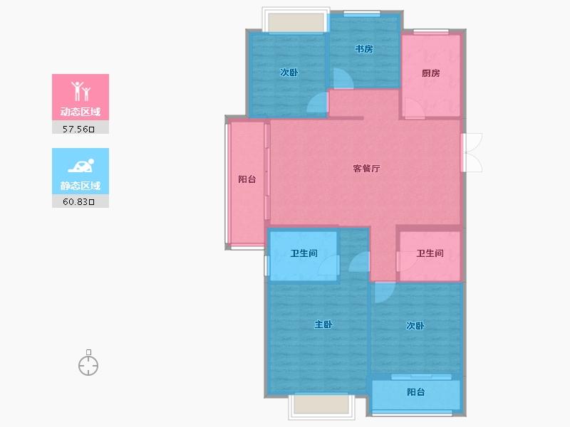 浙江省-温州市-云都丽园-96.30-户型库-动静分区