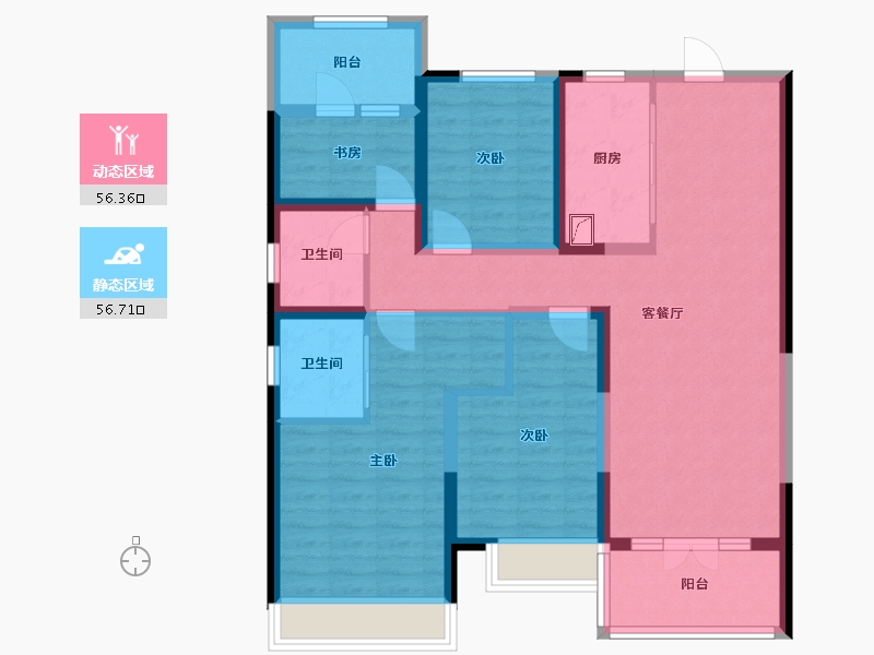 陕西省-西安市-世园·林语-99.60-户型库-动静分区