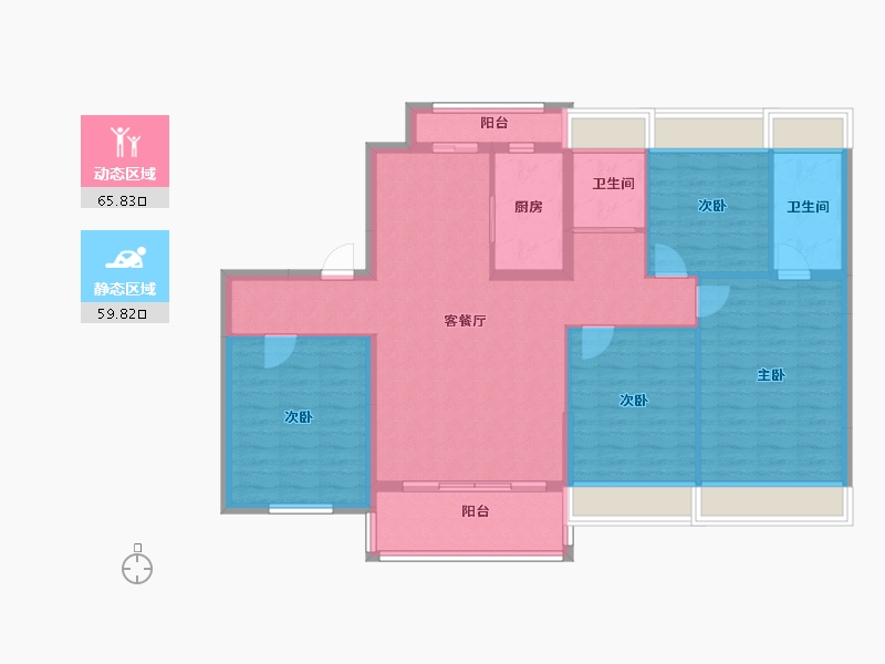 广东省-江门市-恩平碧桂园世纪城-113.60-户型库-动静分区