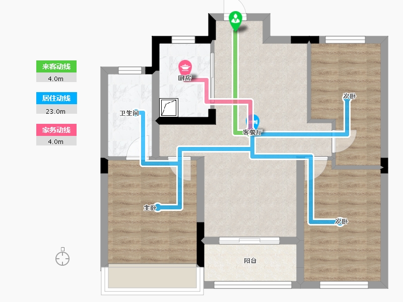 浙江省-绍兴市-天樾东府-69.60-户型库-动静线