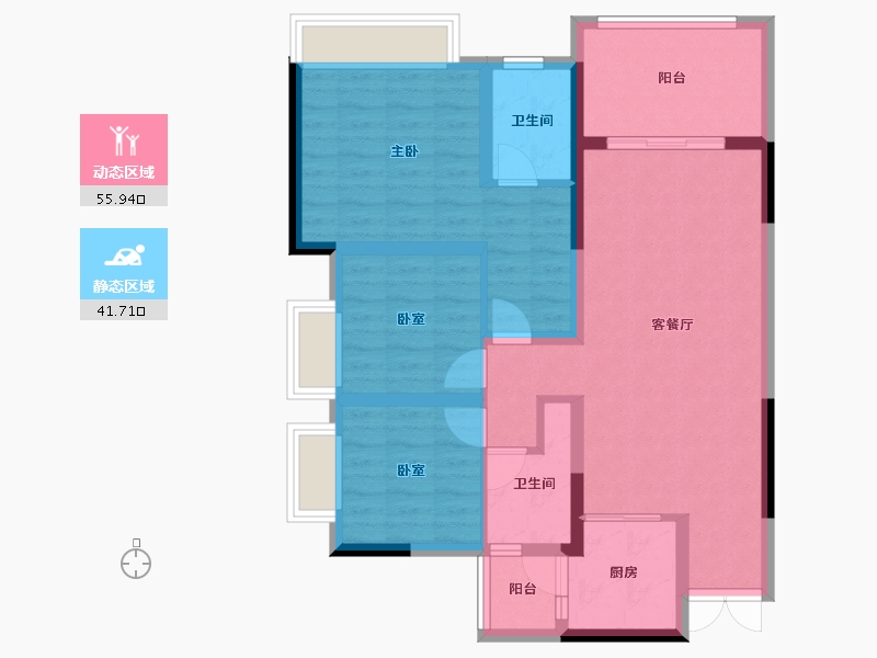 重庆-重庆市-中交锦悦-86.62-户型库-动静分区