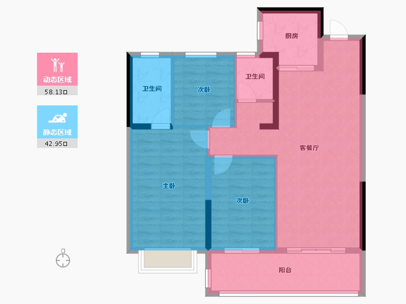 浙江省-金华市-永康一方万达广场-91.20-户型库-动静分区