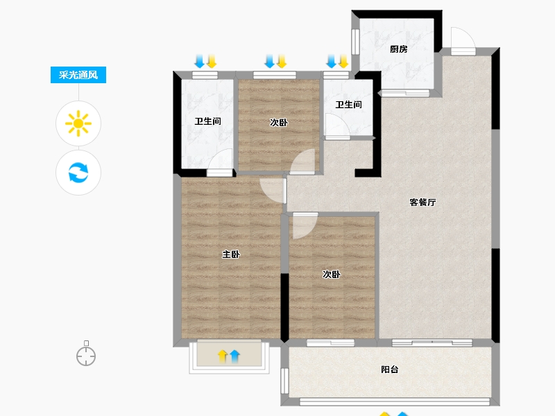 浙江省-金华市-永康一方万达广场-91.20-户型库-采光通风