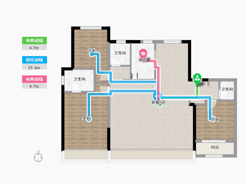 陕西省-西安市-中粮·奥体壹号-113.60-户型库-动静线