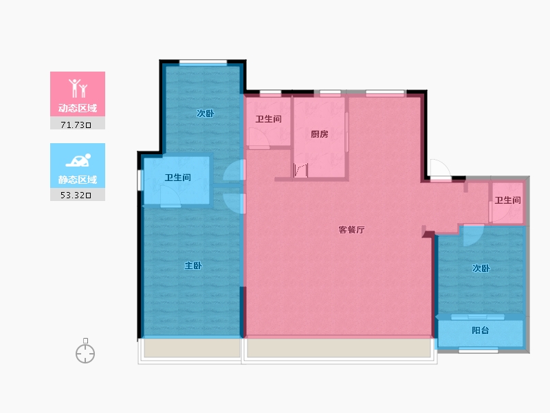 陕西省-西安市-中粮·奥体壹号-113.60-户型库-动静分区