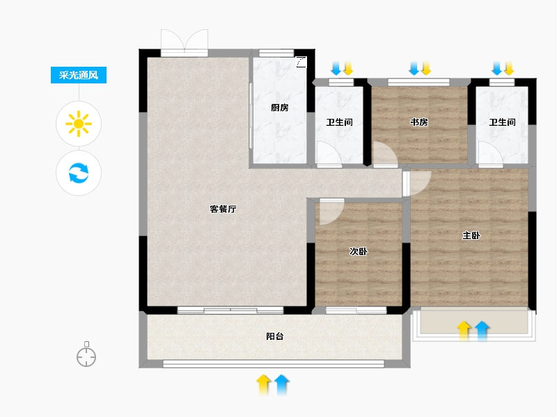 浙江省-台州市-金茂临江上城-95.21-户型库-采光通风