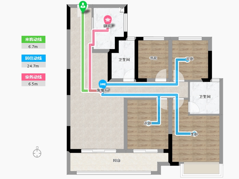 浙江省-台州市-万星观澜云著-94.40-户型库-动静线