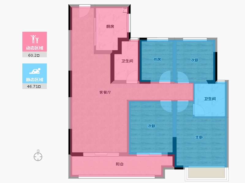 浙江省-台州市-万星观澜云著-94.40-户型库-动静分区