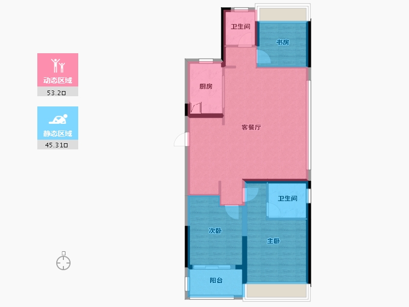 浙江省-绍兴市-HFC华发金融活力城-88.32-户型库-动静分区