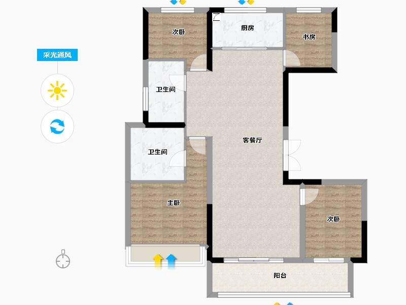 浙江省-台州市-金茂临江上城-103.20-户型库-采光通风