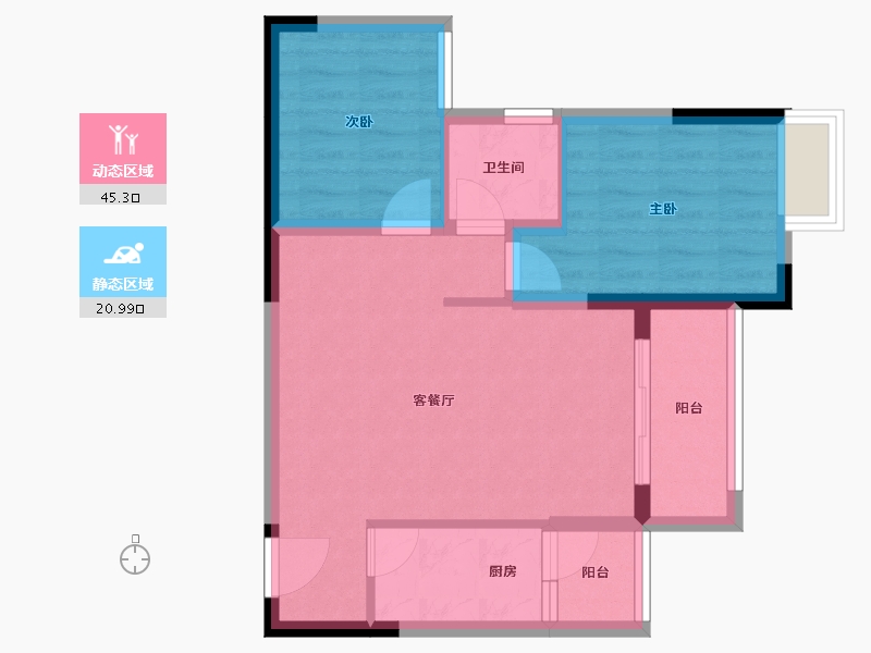 重庆-重庆市-泽京海棠香国香溪樾-58.96-户型库-动静分区