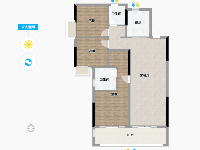 浙江省-金华市-永康一方万达广场-100.00-户型库-采光通风