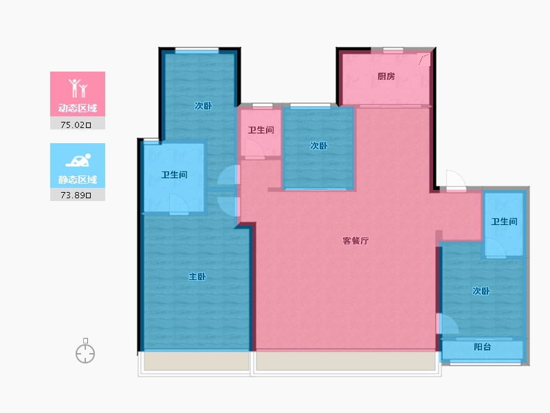 陕西省-西安市-中粮·奥体壹号-136.26-户型库-动静分区