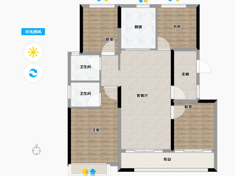 山东省-青岛市-仙山花园-112.01-户型库-采光通风