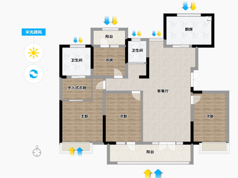 陕西省-西安市-世园·林语-134.85-户型库-采光通风