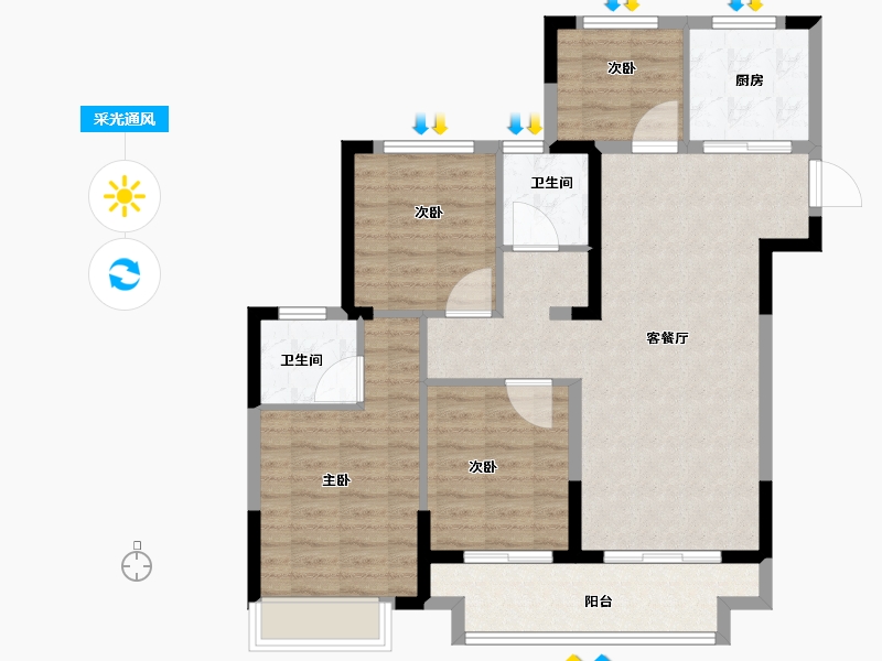 浙江省-绍兴市-天樾东府-92.81-户型库-采光通风