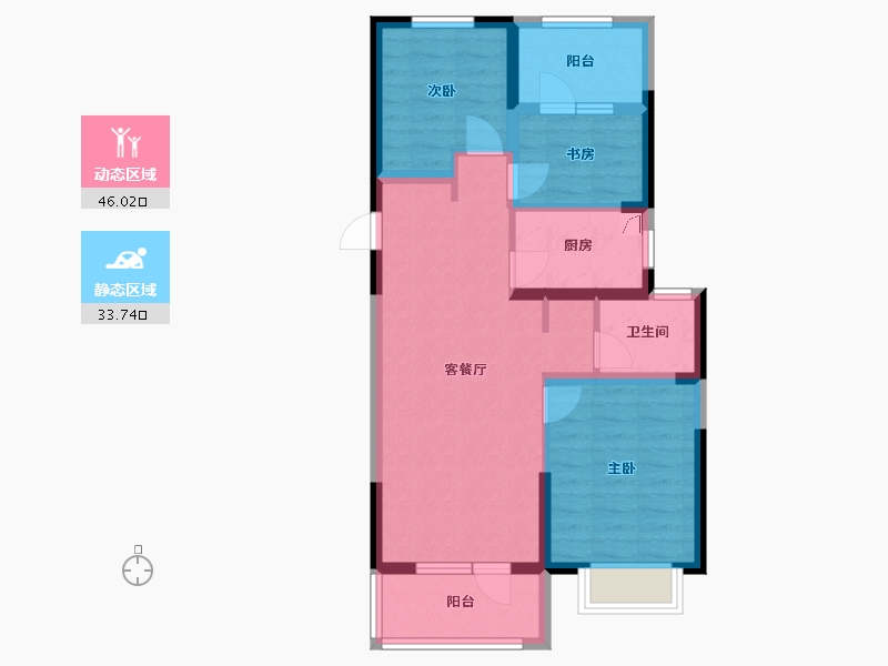 陕西省-西安市-世园·林语-69.94-户型库-动静分区