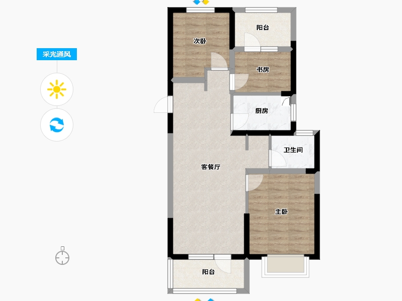 陕西省-西安市-世园·林语-69.94-户型库-采光通风