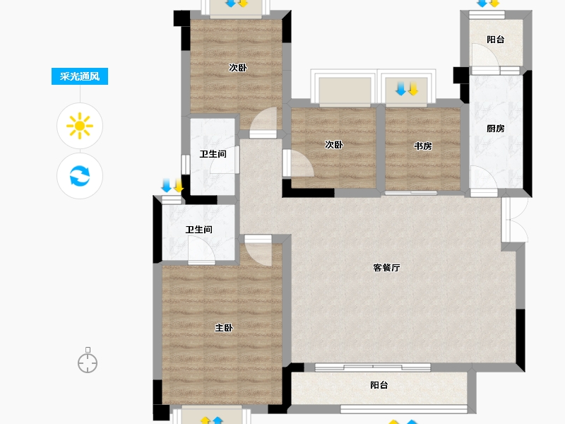 重庆-重庆市-万腾御景城-88.09-户型库-采光通风