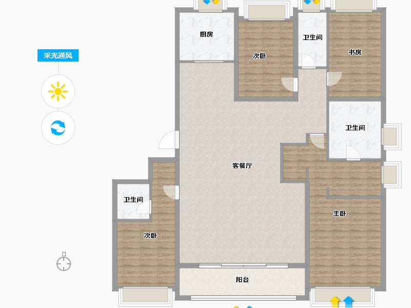 浙江省-温州市-万科翡翠天地-181.11-户型库-采光通风