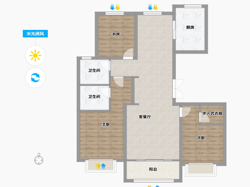 山东省-青岛市-海尔产城创珺玺-105.60-户型库-采光通风