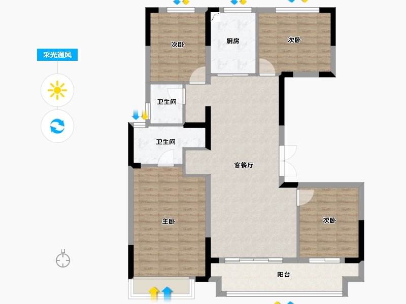 浙江省-绍兴市-天樾东府-108.80-户型库-采光通风