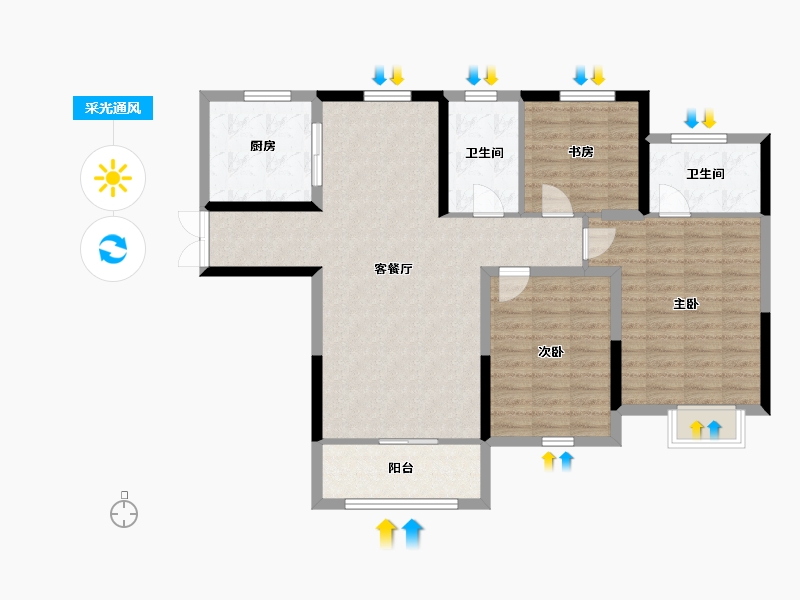 江苏省-徐州市-悦景华府-100.80-户型库-采光通风