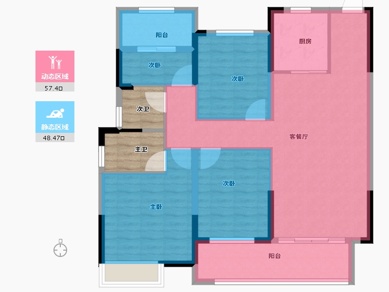 湖南省-长沙市-浏阳万达广场-102.40-户型库-动静分区