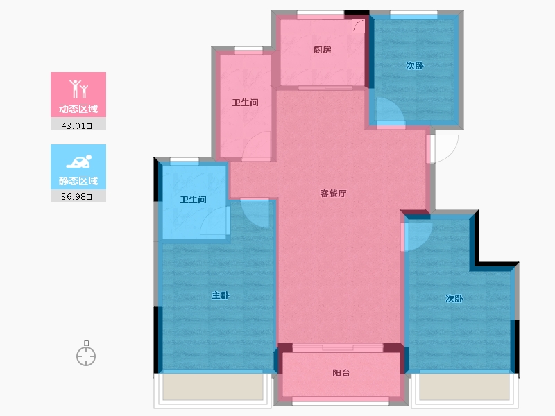 浙江省-台州市-汇成阳光珺府-71.20-户型库-动静分区