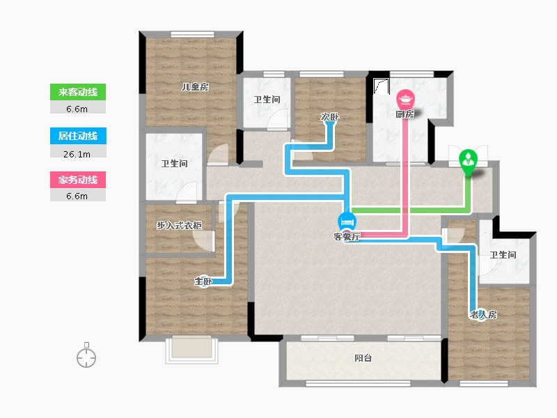 江苏省-徐州市-徐州富春山居-135.95-户型库-动静线