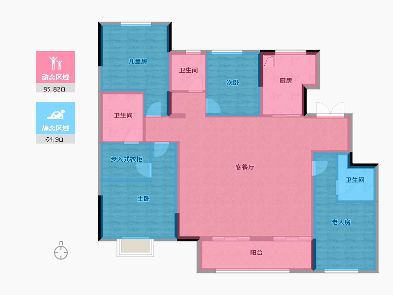 江苏省-徐州市-徐州富春山居-135.95-户型库-动静分区