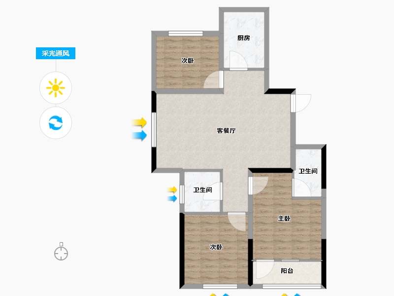 山东省-青岛市-京华海悦-88.51-户型库-采光通风