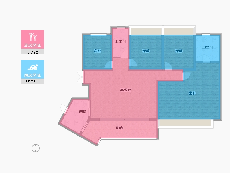 重庆-重庆市-电建洺悦府-136.48-户型库-动静分区