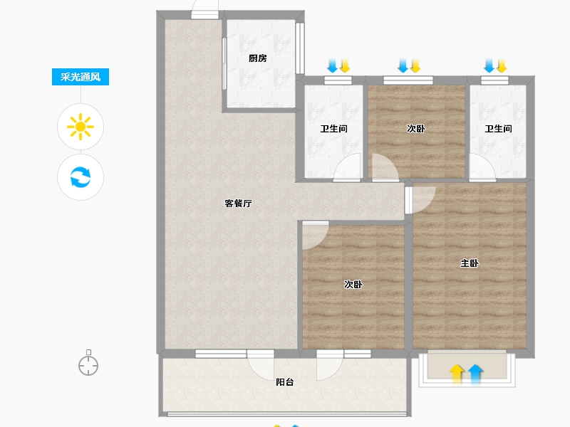 山东省-青岛市-中国中铁诺德澜湾-92.00-户型库-采光通风