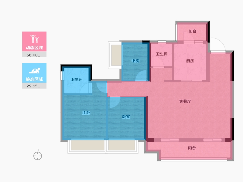 重庆-重庆市-龙湖焕城-76.34-户型库-动静分区