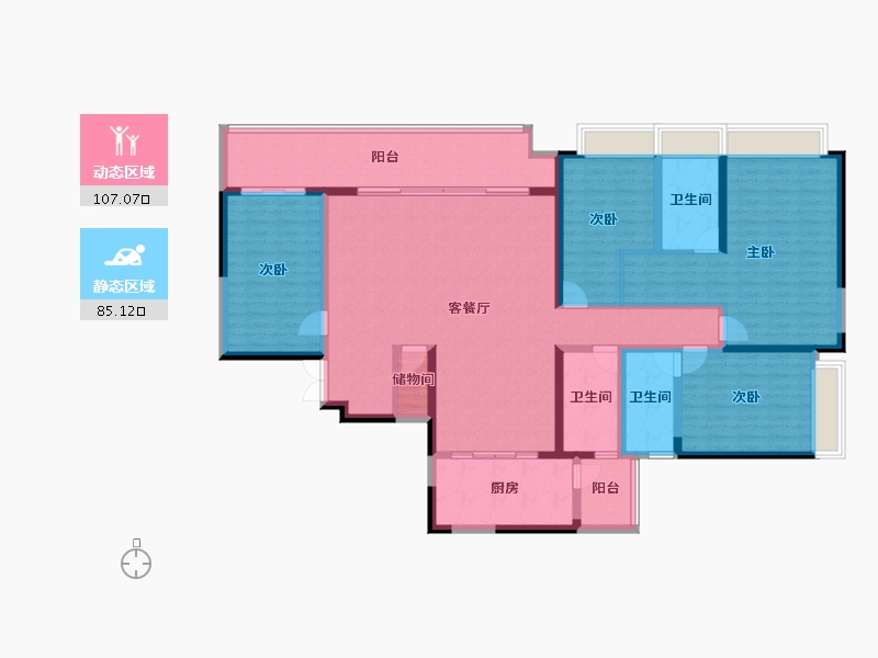 重庆-重庆市-江北嘴公园里-173.94-户型库-动静分区