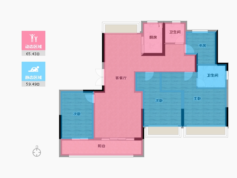 浙江省-台州市-金茂临江上城-111.21-户型库-动静分区