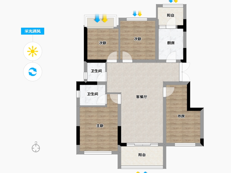 重庆-重庆市-永川新鸥鹏巴川府-86.06-户型库-采光通风