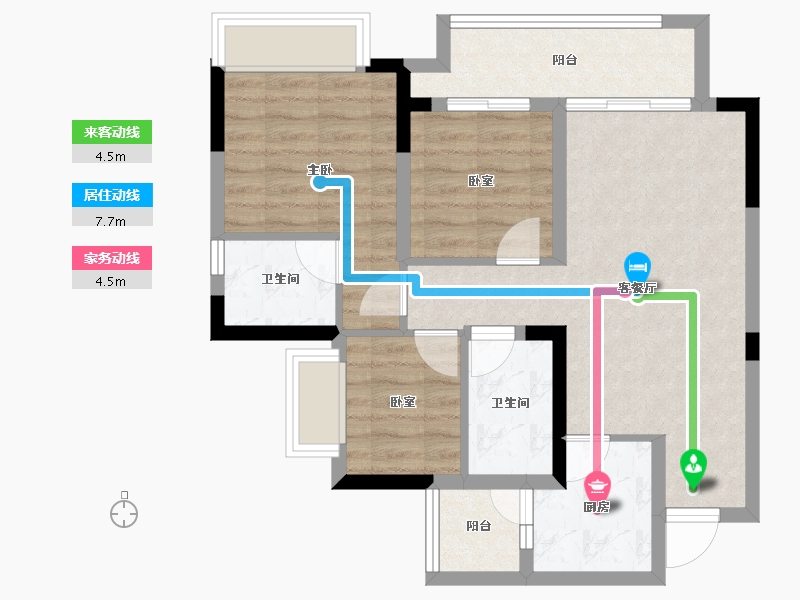 重庆-重庆市-中建滨江星城-69.22-户型库-动静线