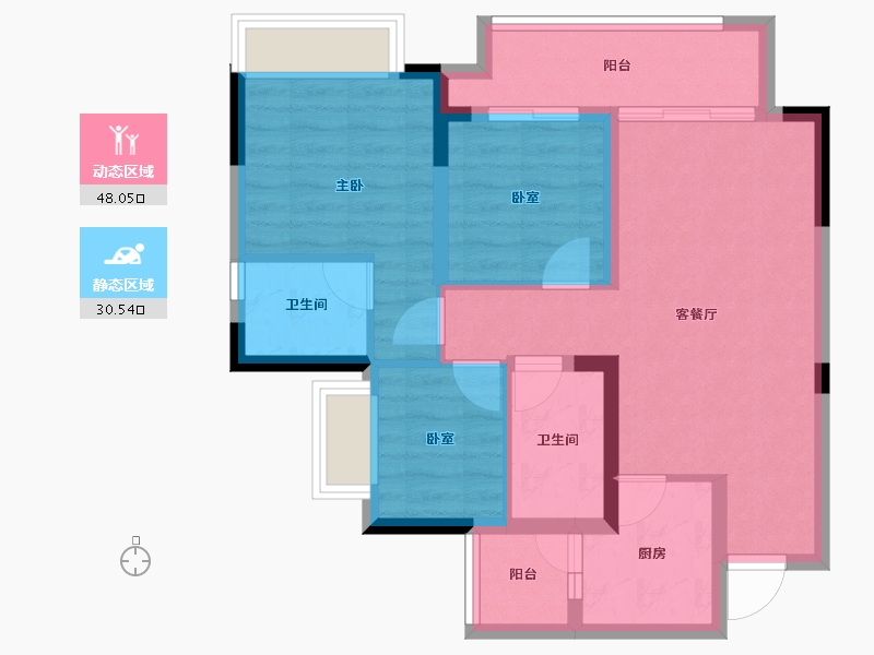 重庆-重庆市-中建滨江星城-69.22-户型库-动静分区