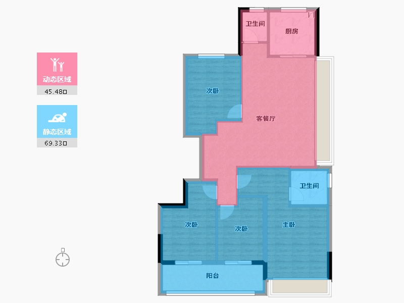 浙江省-台州市-汇成阳光珺府-103.20-户型库-动静分区