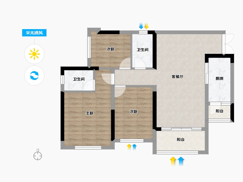 重庆-重庆市-永川新鸥鹏巴川府-79.05-户型库-采光通风