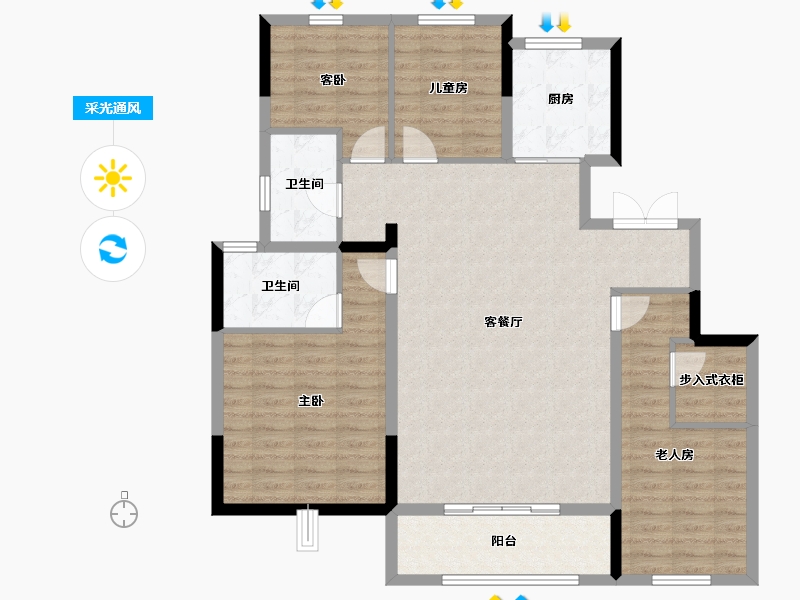 江苏省-徐州市-徐州富春山居-114.05-户型库-采光通风