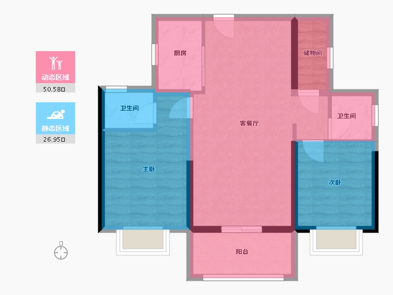 福建省-泉州市-金龙壹号广场-74.28-户型库-动静分区