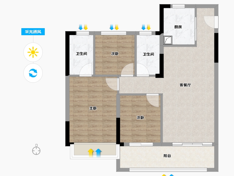 浙江省-绍兴市-世茂美的云筑-80.00-户型库-采光通风