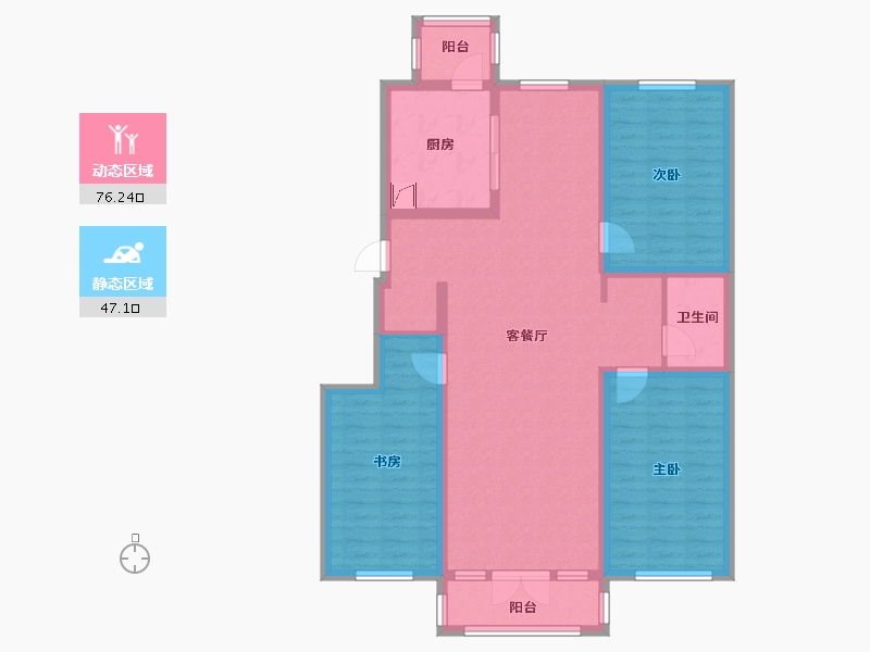 内蒙古自治区-呼伦贝尔市-澳洋花园-110.00-户型库-动静分区